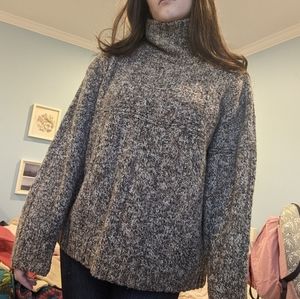 Brown and gray mock neck sweater